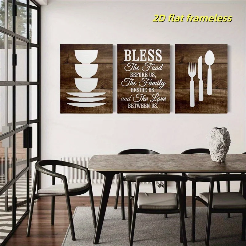 Elegant canvas poster with fork and blade design in farm style, suitable for home or restaurant, kitchen wall decoration 2D flat