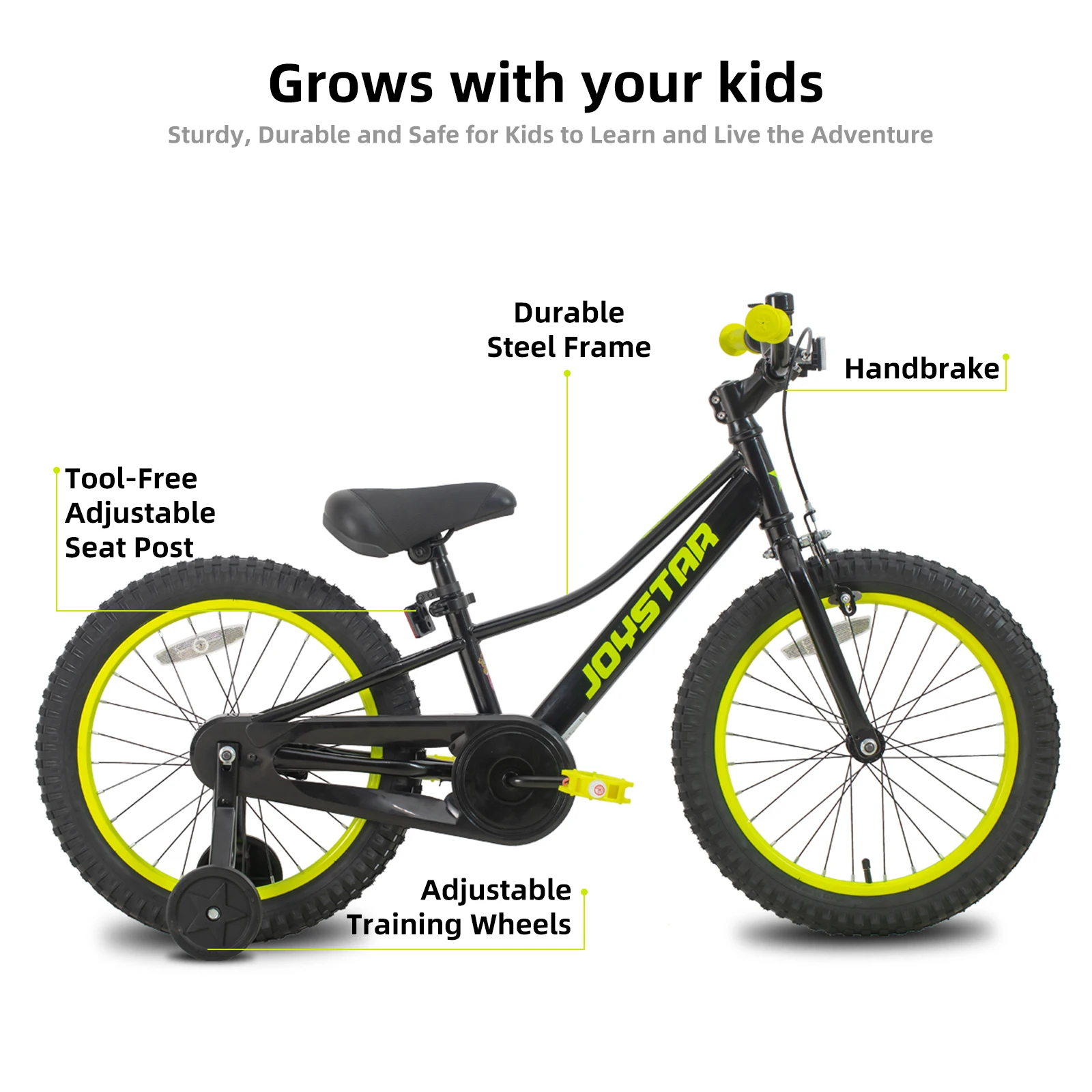 JOYSTAR Bicicleta para niños de 20 pulgadas para niños de 6 a 10 años, bicicleta de montaña para niños con ruedas de 20 pulgadas con ruedas de entrenamiento y freno de mano