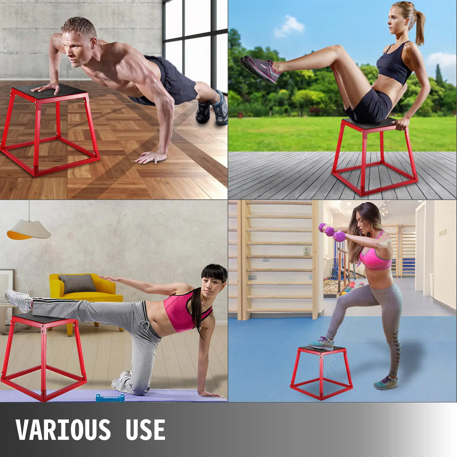 VEVOR 12inch 18inch Plyometric Platform Box Fitness Exercise Jump Box Step Plyometric Box Jump for Exercise Fit Training