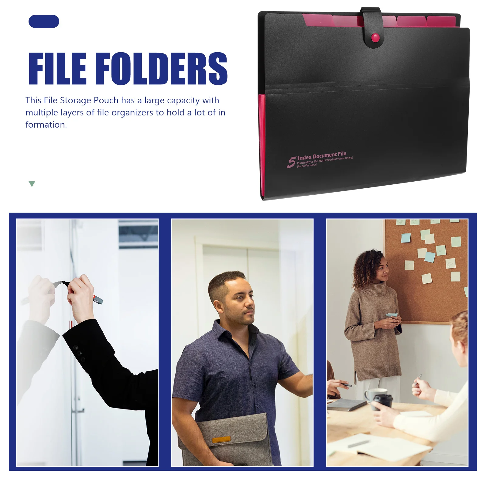 Expandable Accordion File Folder Multi-Layer Portable Document Organizer Large Capacity Paper File Storage Pouch Office