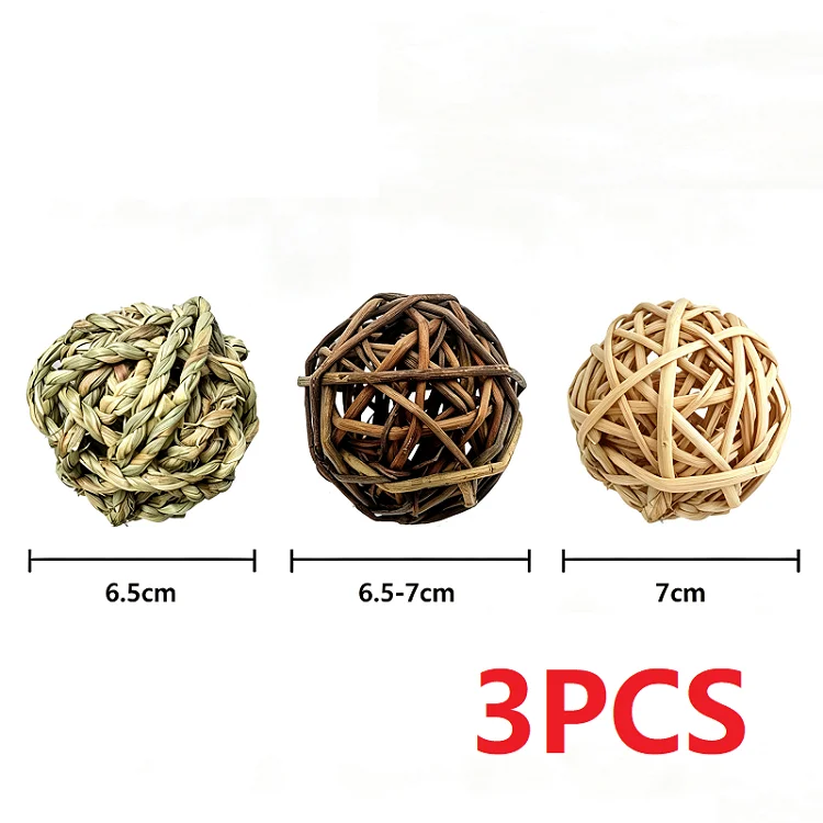 7CM Kleine Tier Kauen Geflochtene Kugel Natürliche Gras Haustier Interaktive Kauen Spielzeug für Meerschweinchen Kaninchen Hamster XCWJ02 – Detail 2