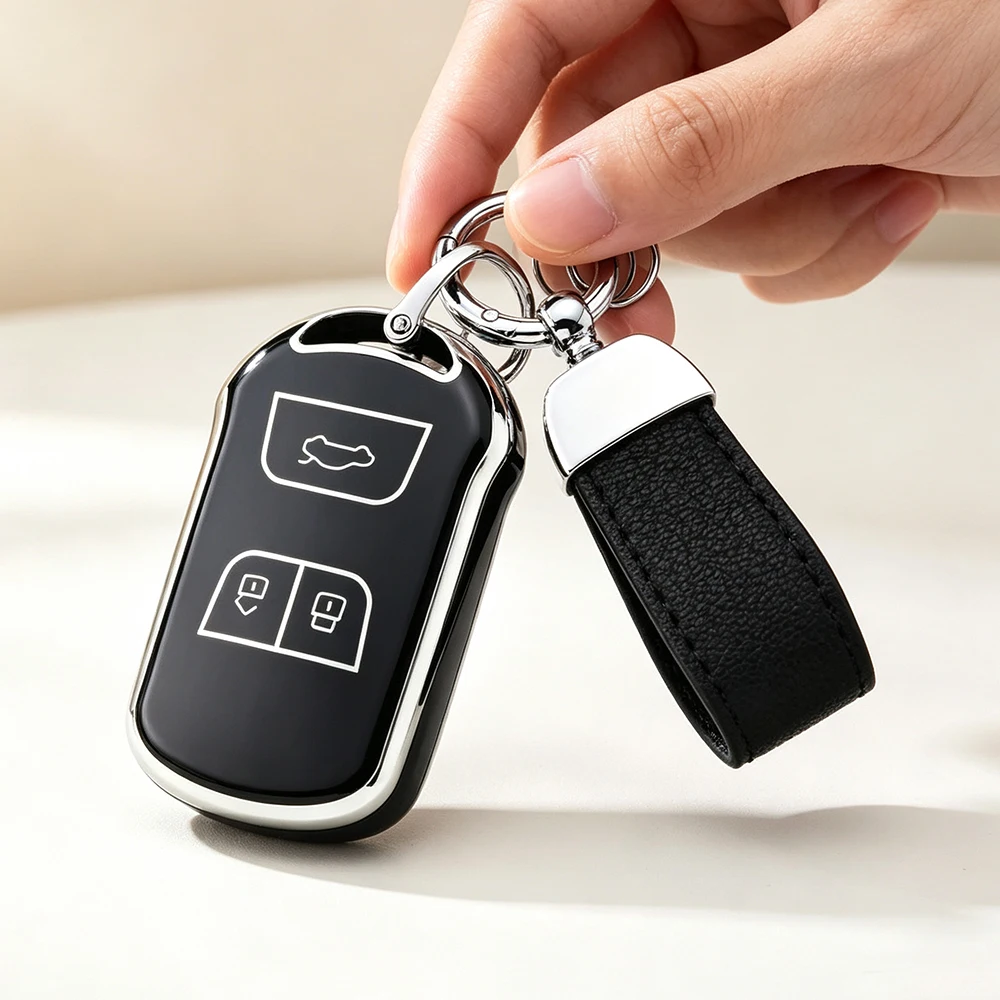 3 Buttons TPU Car Key Shell Case for Chery Tiggo 5 Tiggo 7 Tiggo 8 Arrizo 5 6 7 Auto Remote Key Shell Case Keychain
