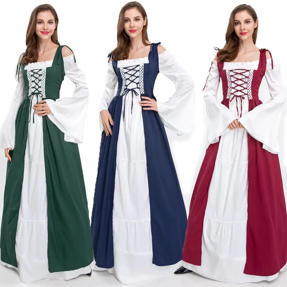 

Halloween Goddess Court Princess Queen Costume Vintage European Royal Style Stage Play Performance Gift Women's Ethnic Wear