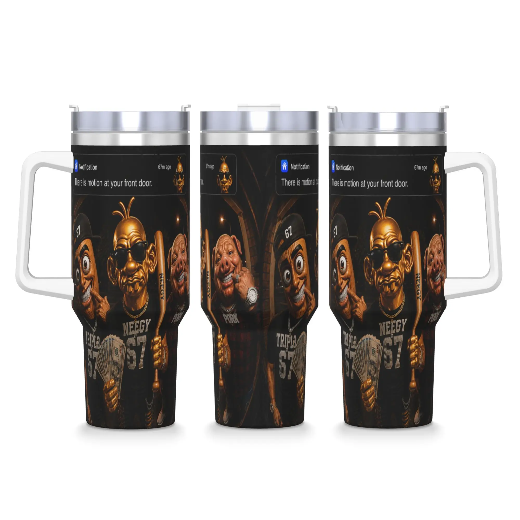 Stainless Steel Tumbler Tung Sahur John Pork Neegy Doorbell Meme Theres Motion Meme Mugs Cup Travelist Cold and Hot Water Bottle