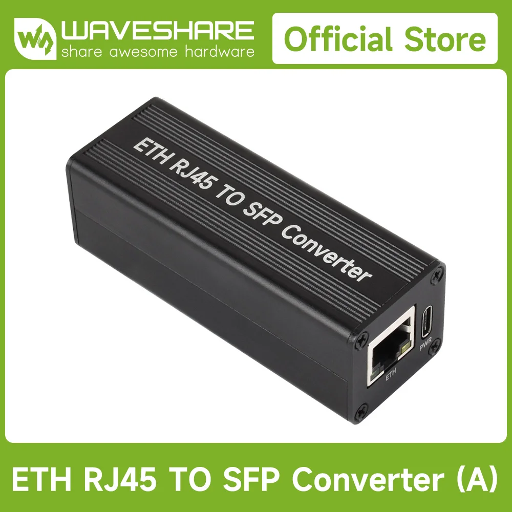 Waveshare Gigabit Auto-negotiation SFP Fiber-to-Ethernet Converter, RTL8213B Controller Chip, Support 1.25Gbps Optical Transcei