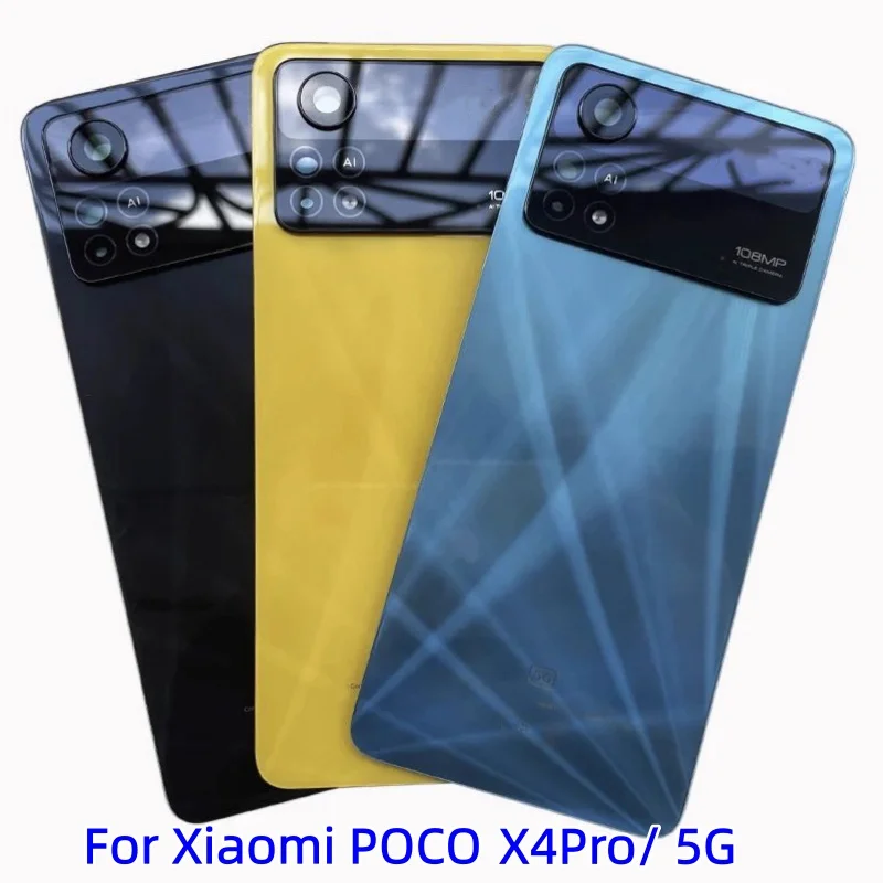 Couvercle arrière couvercle de batterie pour Xiaomi POCO X4Pro 5G 2201116pg couvercle arrière couvercle de boîtier de batterie pièces de réparation de porte couvercle arrière