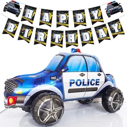 Blue Car Police Truck Foil Balloon Boys Birthday Balloons 4D Standing Balloons Baby Shower Police Themed Birthday Party Decors