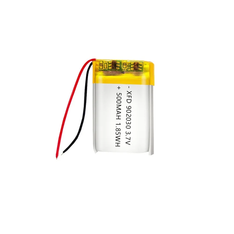 3.7V 500mAh 902030 polymer lithium ion rechargeable battery for LED lights,bluetooth speakers,MP5,Selfie Stick,902030 battery