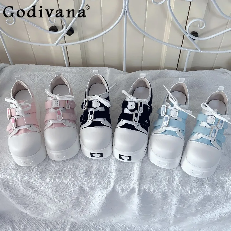 

Original Subculture Versatile Chunky Sneakers Girls Thick-Soled Sweet Canvas Shoes Women's Japanese Style Lolita Casual Shoes