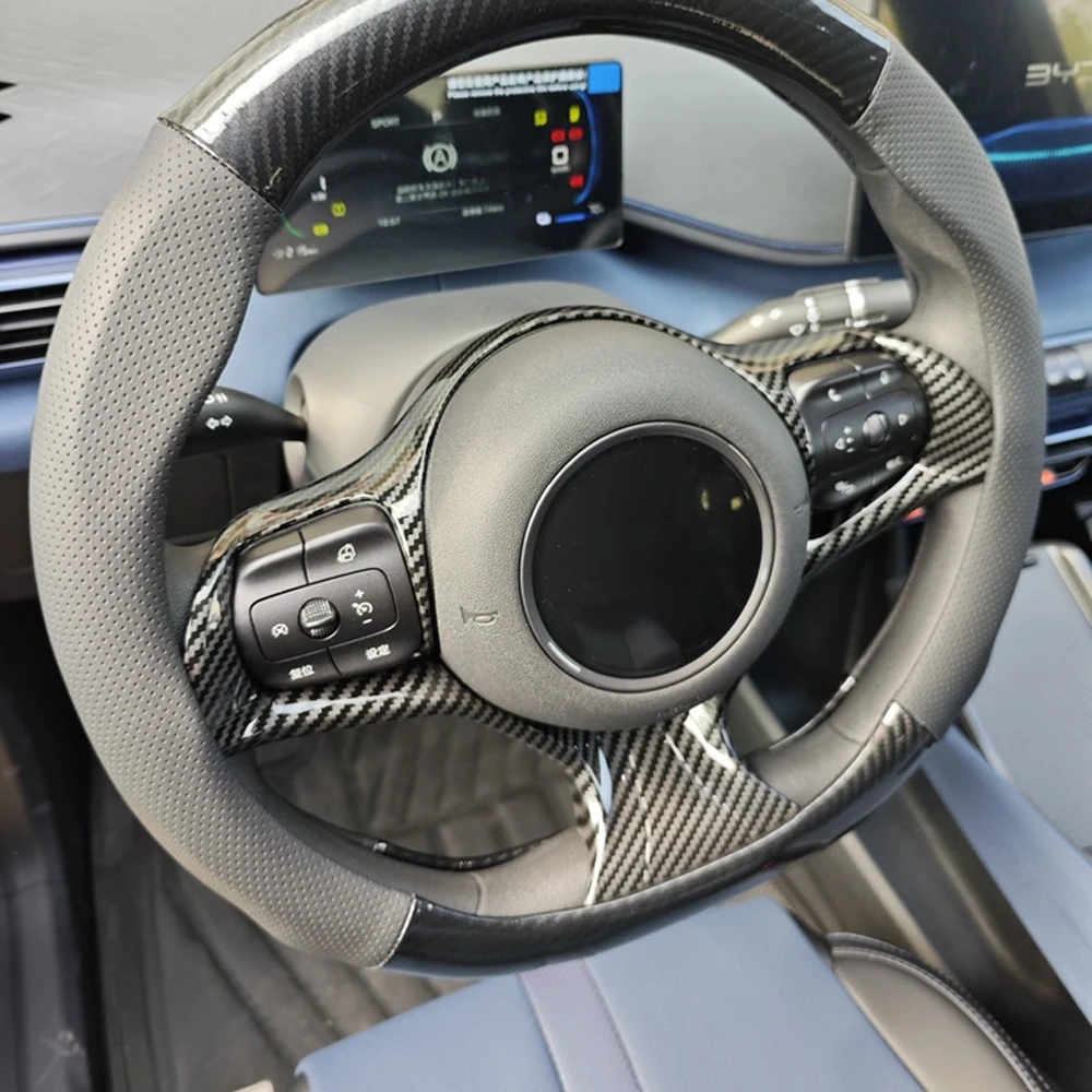 Car Steering Wheel Cover Trim Sticker For BYD ATTO 3 2022 2023 2024 2025 Auto Interior Decoration Accessories Styling