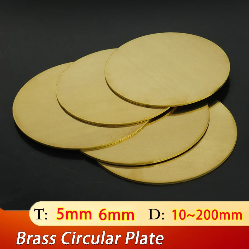  1/2pcs Thickness: 5mm 6mm Diameter:10/15/20/25/30/35/40/45/50/55/60~200mm Brass Disc Plate H62 Brass Round Plate  Gasket Parts