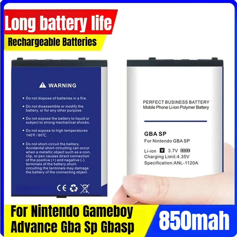 بطاريات 850 مللي أمبير لجهاز نينتندو جيم بوي أدفانس Gba Sp Gbasp #1