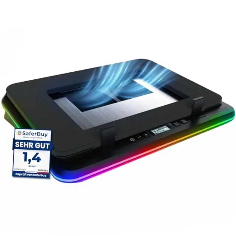 

KLIM Turbofrost Gaming Laptop Cooling Pad with 4 Turbo Fans 4000 RPM Dual Power Modes USB-C DC Dynamic RGB 4-Port USB Sealed Fo