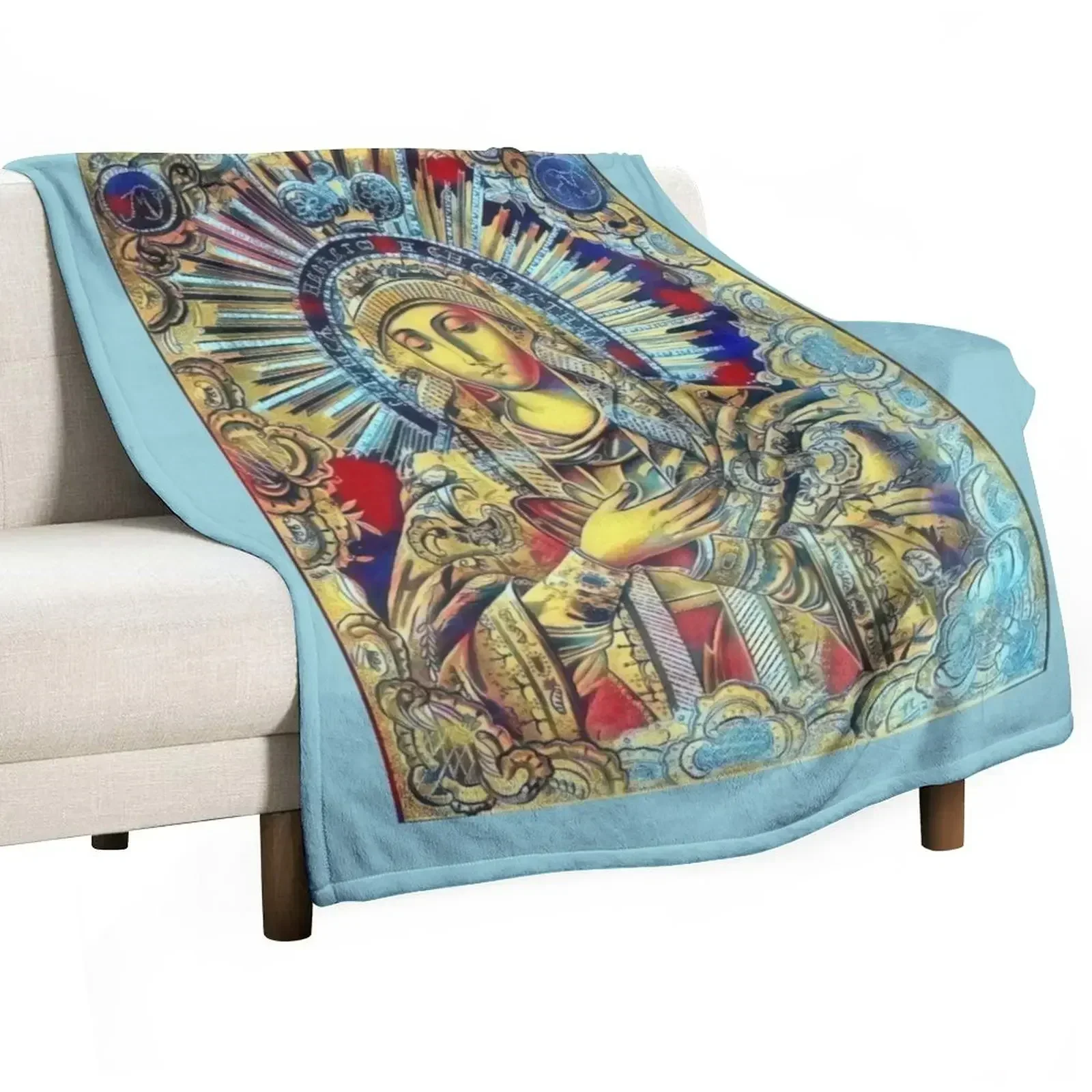 

Virgin Mary Engraving - Morning Glory Throw Blanket Picnic Plush Blankets