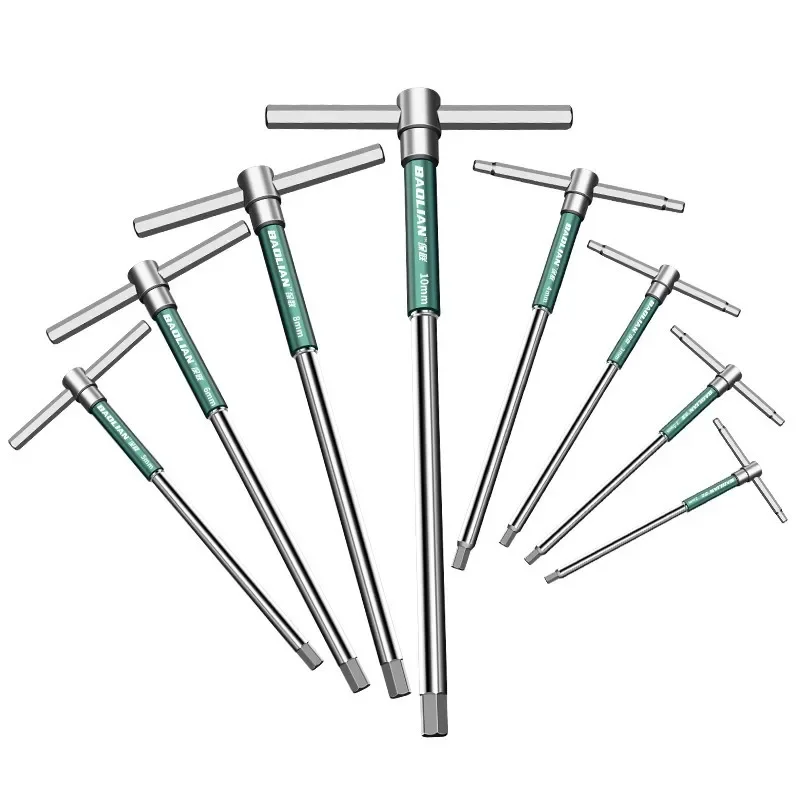 Erweiterter T-Steckschlüssel, Torx-Schraubendreher, T-Typ, Innensechskantschlüssel, Chrom-Schraubenschlüssel, Handwerkzeug, 2,5/3/4/5/6/8/10 mm Größen