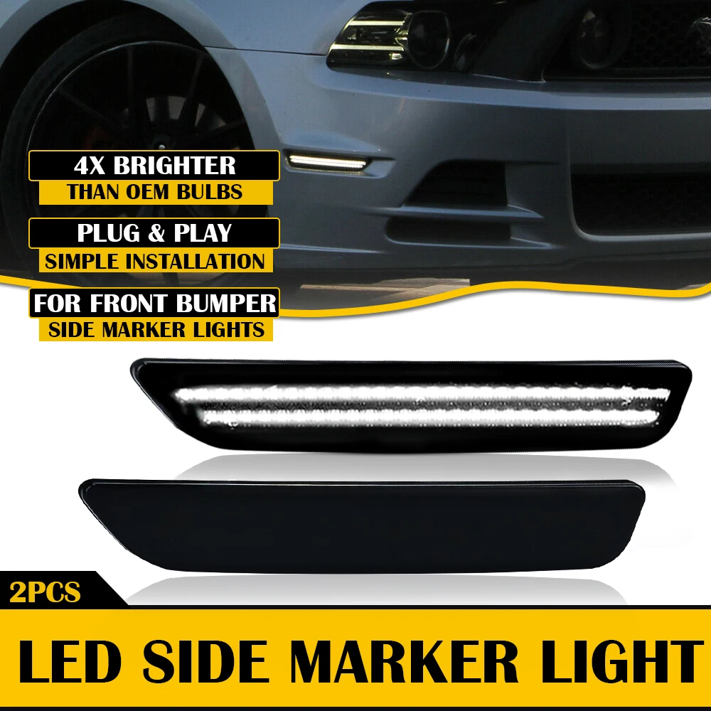 

2 шт. для Ford Mustang Base GT Shelby GT500 Boss 302 2010 2011 2012 2013 2014 Автомобильный передний задний бампер светодиодный боковой габаритный фонарь белый