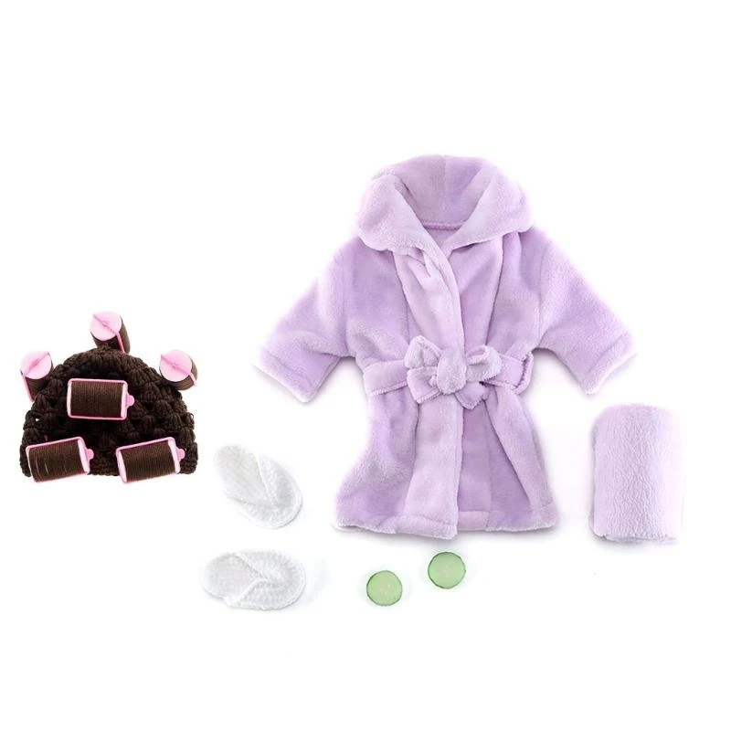 Newborn Photo Costume Bath Robe Outfit with Headpiece Photo Clothes Photo Props Baby Beach Photo Outfit 15UB