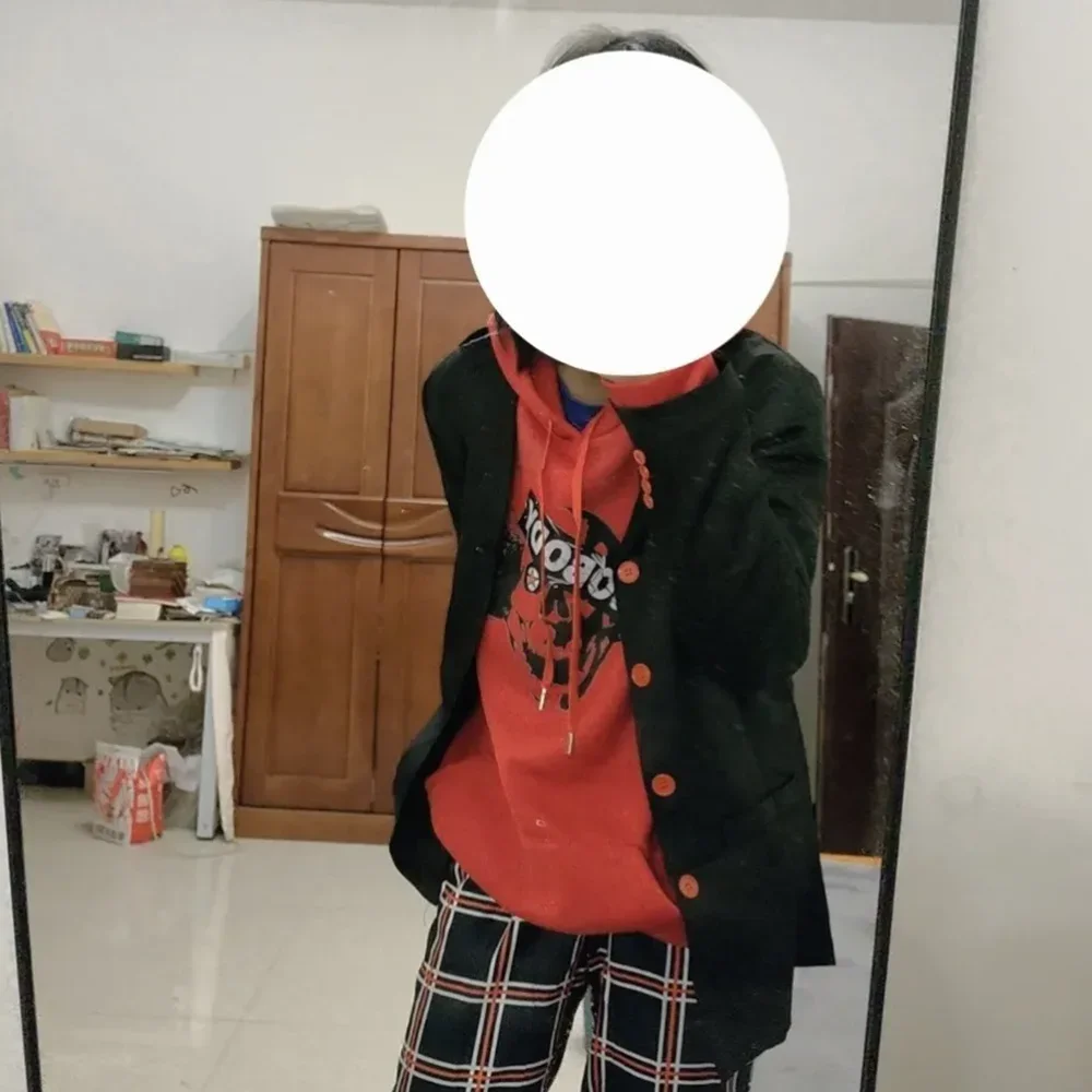 لعبة P5 ريوجي ساكاموتو تأثيري هوديي زي للجنسين الجمجمة الأحمر البلوز عادية كم طويل معطف فوقي هوديس الملابس الموحدة