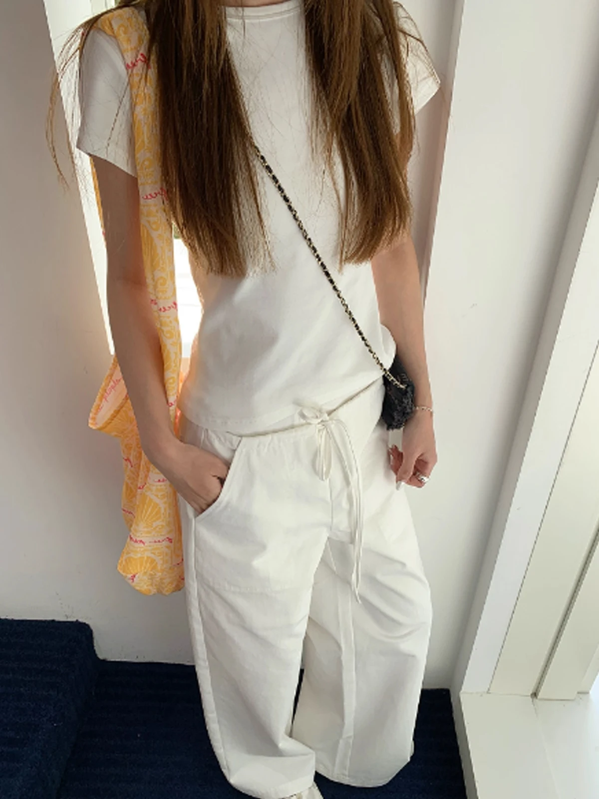 American Retro High Waist Drawstring Casual Pants Women's Versatile Belted Loose Fit Trousers Suitable for All Occasions