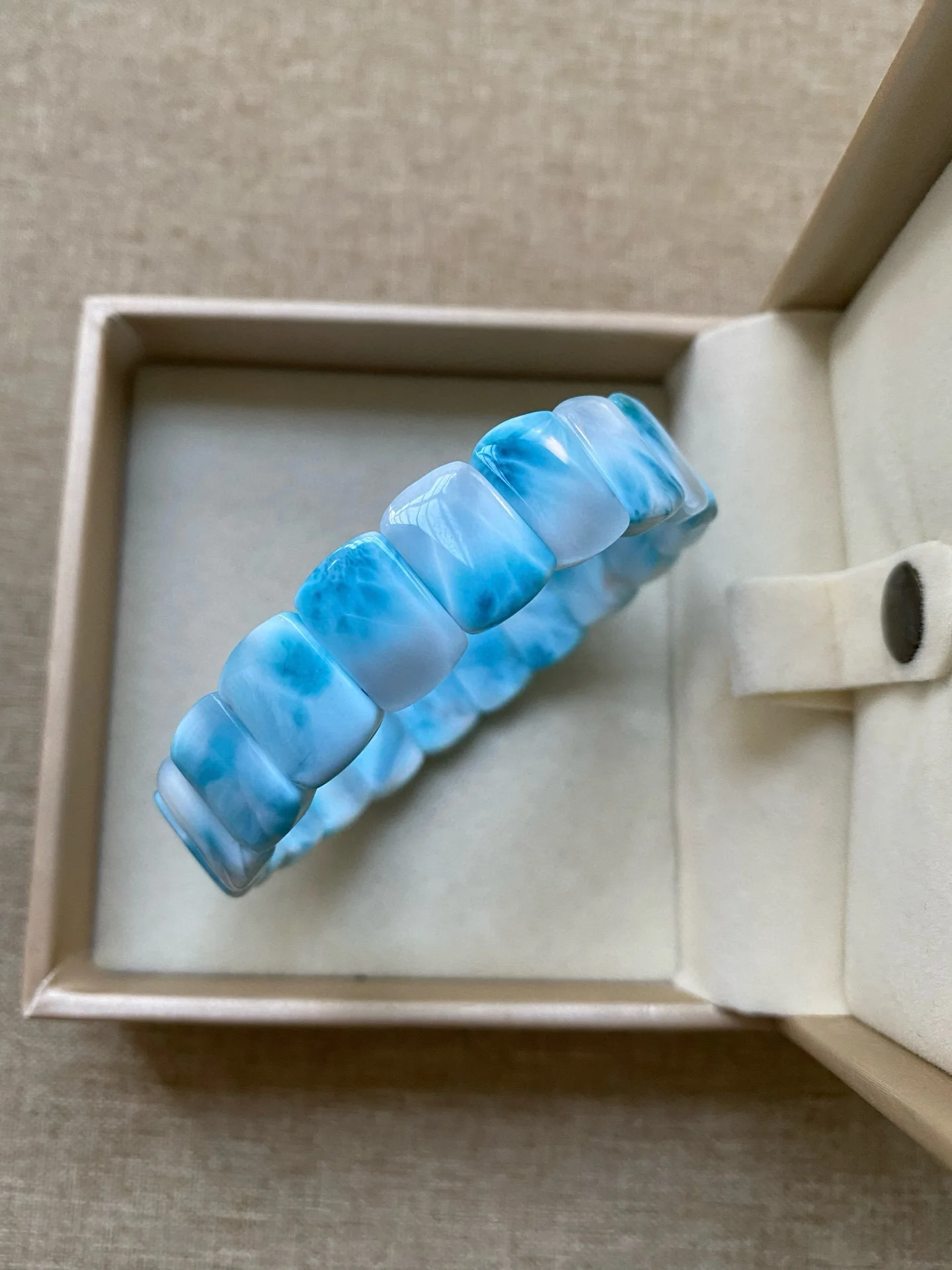 

Браслет из натурального синего ларимара с прямоугольными бусинами 13.8*10*4.6мм, унисекс, класс ААААА