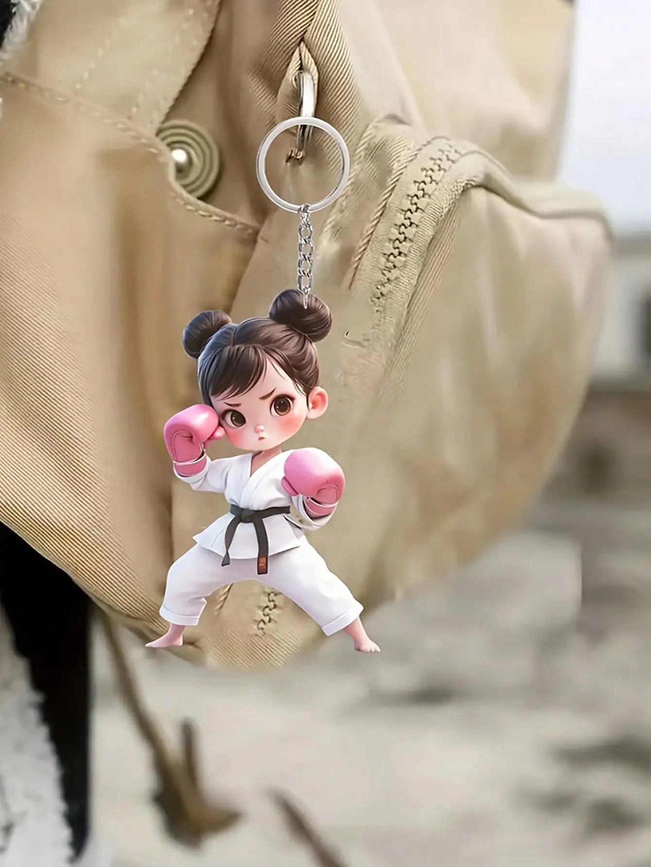 Cute Acrylic Girl Boxer Keychain - Perfect for Thanksgiving Gift | DIY Holiday Decoration, Suitable for Backpack Accessories