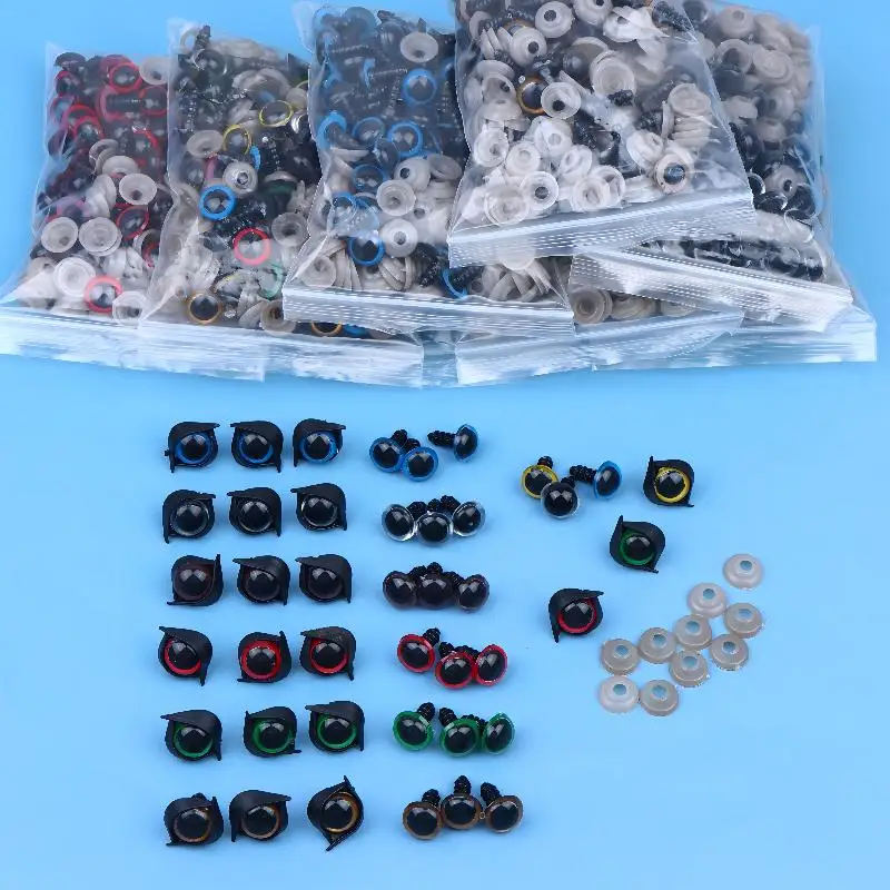 【Y】100Pcs 12mm Color Plastic Safety Eyes For Crafts Bear Animal Doll Puppet Eyes Making Accessories With Washers