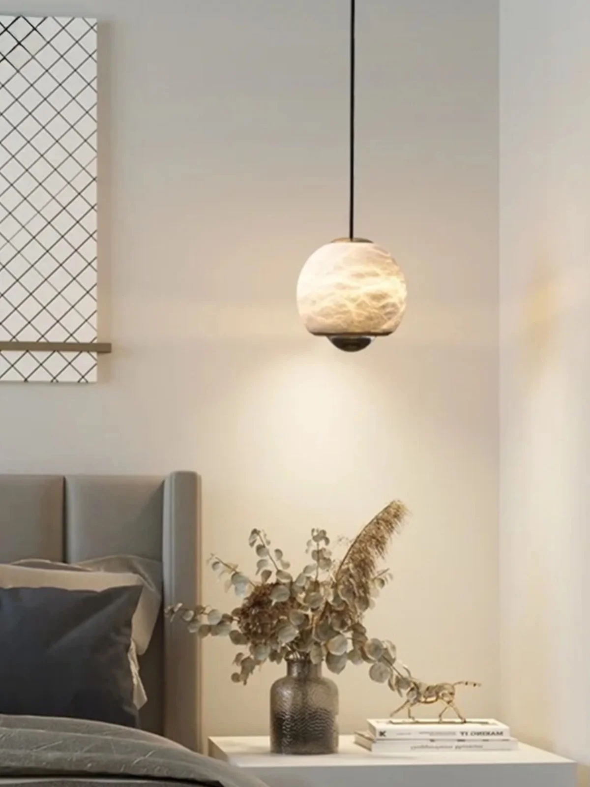 Modern luxury marble pendant light bedroom bedside lamp entrance hallway elevated restaurant bar hanging line light