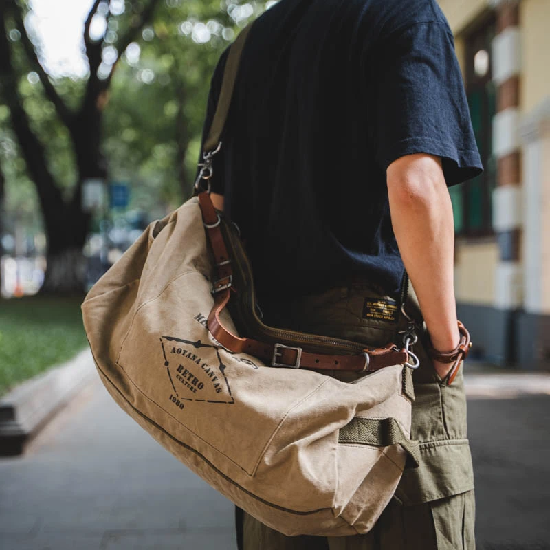 حقيبة سفر للرجال من القماش المبطن عالي الجودة من PNDME حقيبة سفر ذات سعة كبيرة لممارسة الرياضة في الهواء الطلق واللياقة البدنية حقيبة كروس مصنوعة يدويًا