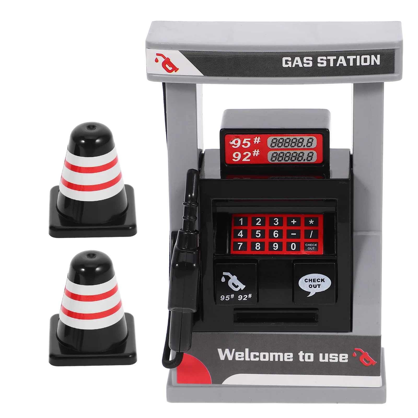 

Play House Simulation Gas Station Plus 2 Roadblocks Children's Toys Boy Model Driving for Plastic Pretend