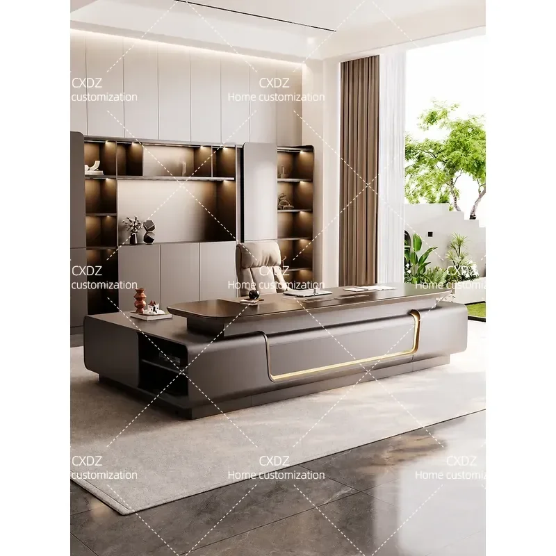 Eco Friendly Light Luxury High End Executive Desk E0 Grade Office Furniture Senior Style Boss Table for Manager Director