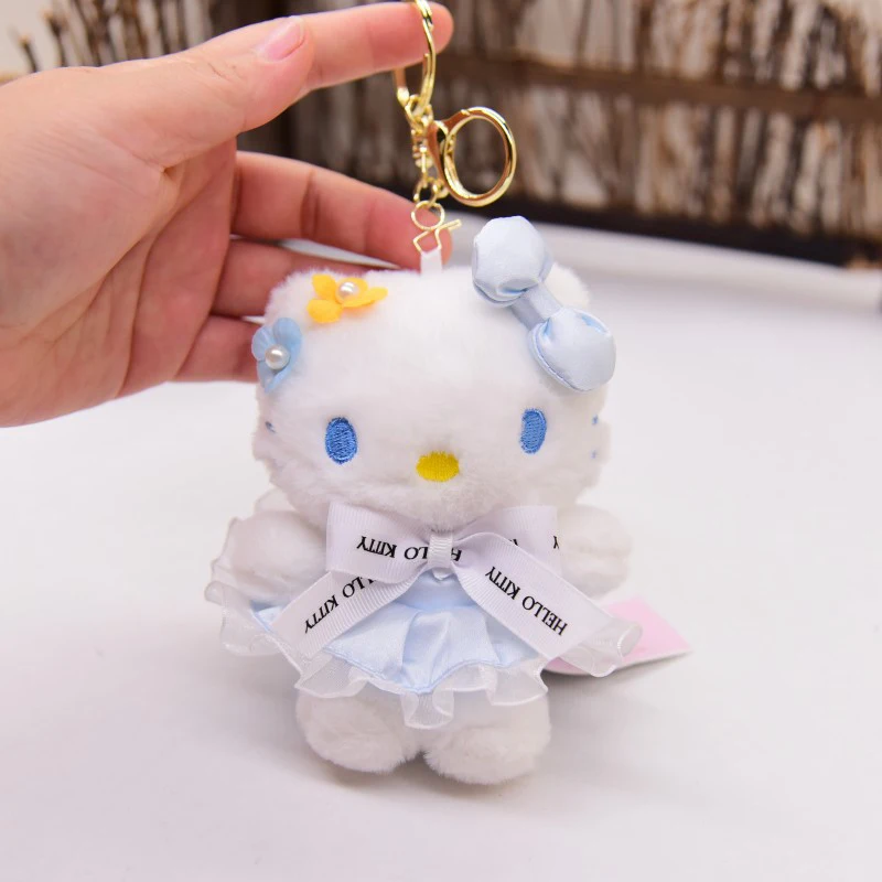 Sanurgente-Porte-clés mignon Hello Kitty Kawaii, plusieurs documents en peluche, porte-clés beurre, sac d'école, pendentif jouet, accessoires, 1 pièce