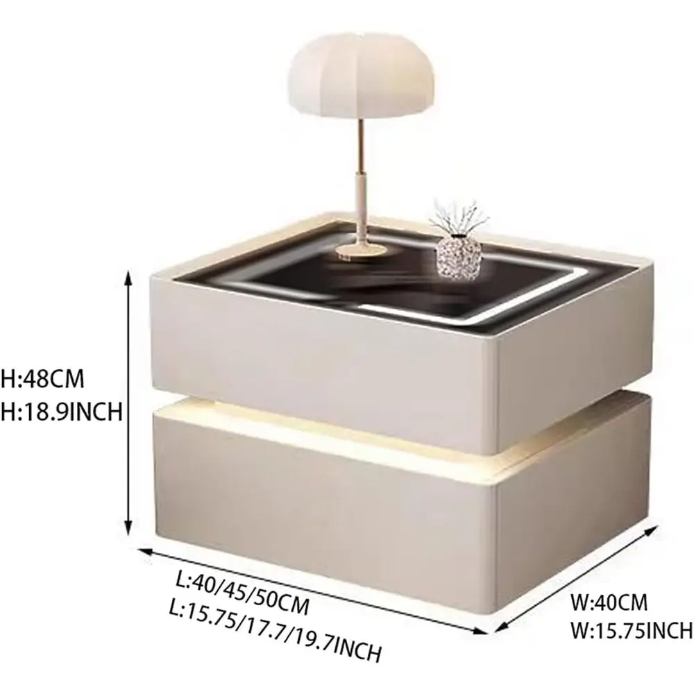 منضدة LED للمزرعة البيضاء، طويلة وضيقة، 16 عريضة، خزانة تخزين لغرفة النوم مع أدراج للمساحات الصغيرة