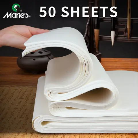 50 feuilles de papier de riz Marie, Sheng (brun) Xuan pour Sumi et peinture orientale, dessin à l'encre, calligraphie chinoise, aquarelles