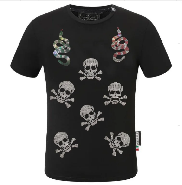 Premium Branded Male Top Tee Rhinestone Decorated Designer T-Shirts drop shipping