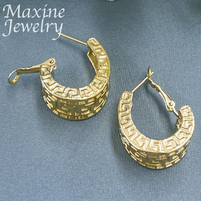 Dubai Trendy 24K Gold Plated Earrings Jewelry Set for Women Luxury Circle Hoop Earring Wedding Anniversary Accessories Gifts