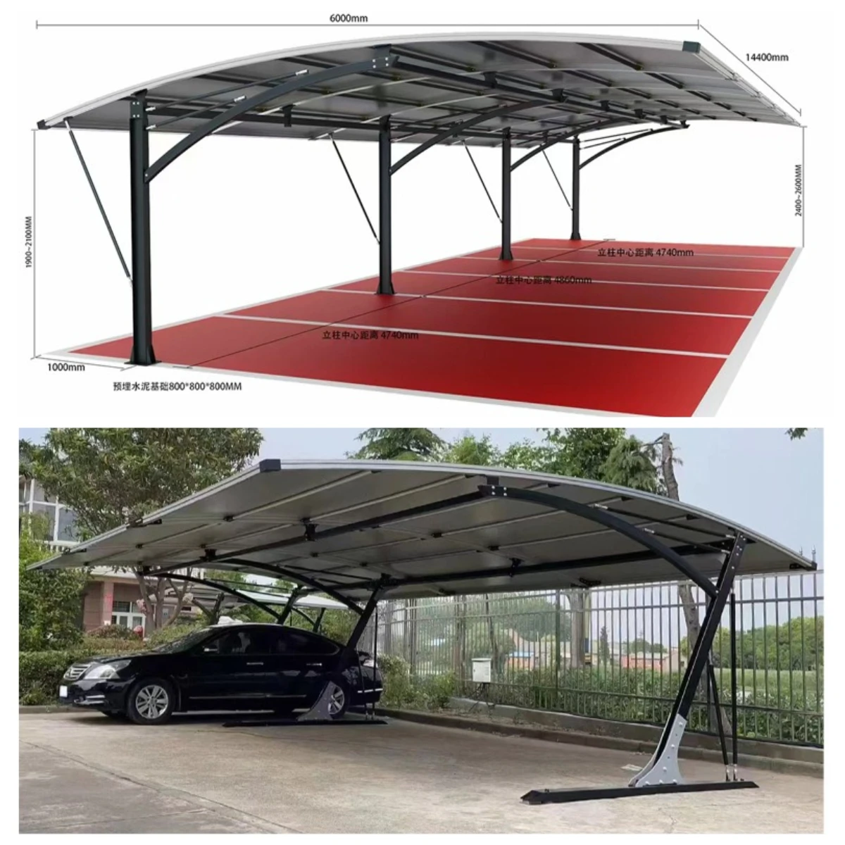 Prefabricated Aluminum Alloy Parking Shelter, Detachable Car Parking Canopy, Villa Car Parking Canopy, Canopy
