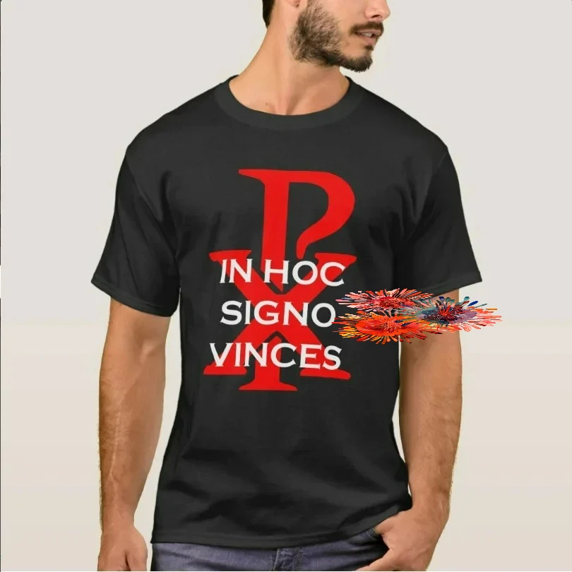 In Hoc Signo Vinces - Ancient and Traditional Symbol of Catholicism T-Shirt 100% Cotton O-Neck Short Sleeve Casual Mens T-shirt