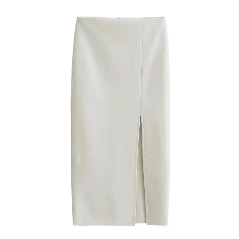 Zomer Nieuwe Hoge Taille Zijsplit Lange Rok Vrouwen Bodycon A-lijn Rok Ele Ladylike Sle Sexy Katoen Busin Casual