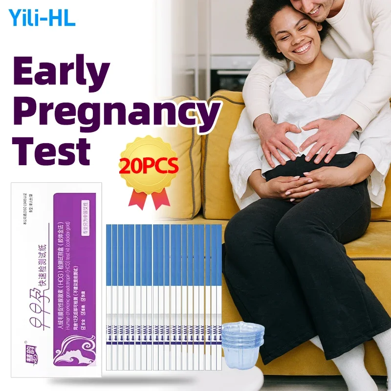 

Pregnancy Test Kit Strips HCG Testing for Women One Step 99% Accuracy Female Urine Measuring Early Pregnancy Check Cup 20pcs