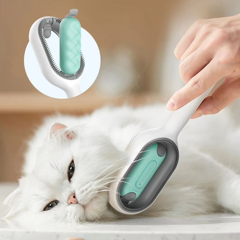 Escovas de depilação dupla face, Pet Grooming Comb com tanque de água, Limpar cabelo e massagem, Gato e cão