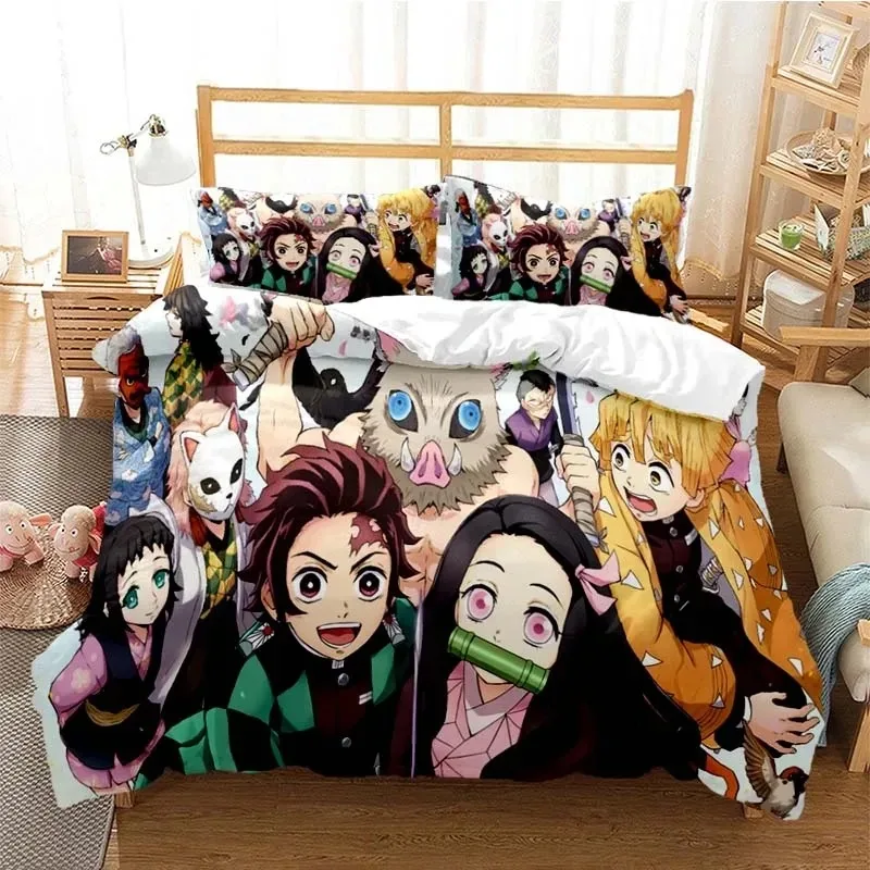 

Anime Demon Slayer Nezuko Tanjirou Bedding Set Boys Girls Twin Queen Size Duvet Cover Pillowcase Bed Boys Adult