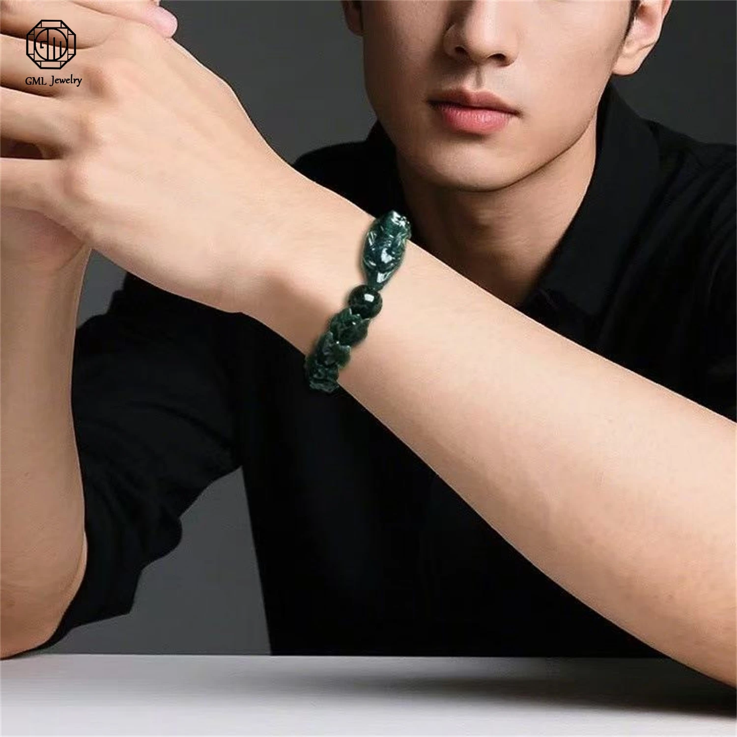 Natural Grade A Jadeite Deep Water Dragon Bone Beaded Bracelet Unisex Fashion High End Exquisite Jewelry Jewelry Gift