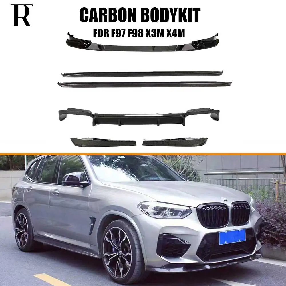 

Real Carbon Fiber Bodykit Front Bumper Chin Lip Rear Diffuser Side Extension Skirt Splitter for BMW F97 F98 X3M X4M