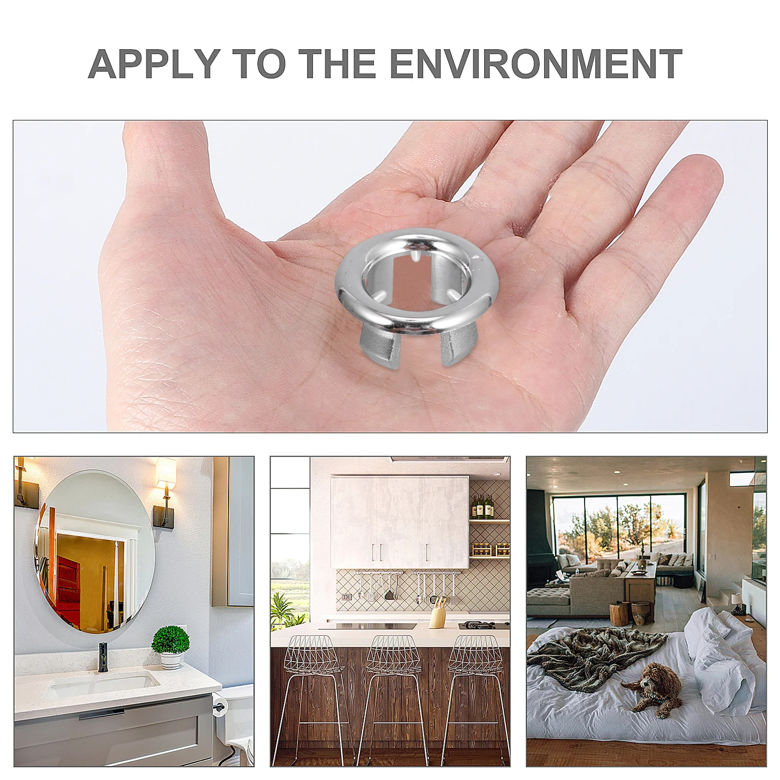 

15Pcs Sink Overflow Hole Cover Durable Bathroom Wash Basin Overflow Ring Replacement Accessory Practical Sink Accessory