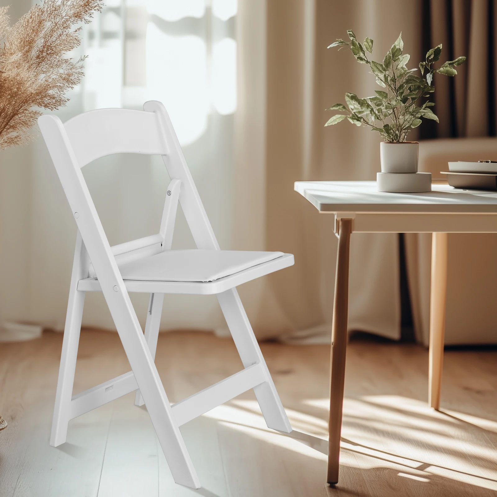 Chaises Pliantes Confortables d'Niket d'Extérieur, Chaises Blanches pour Événement, Maison, ix, Pique-Nique, École, Mariage, 4 Paquets