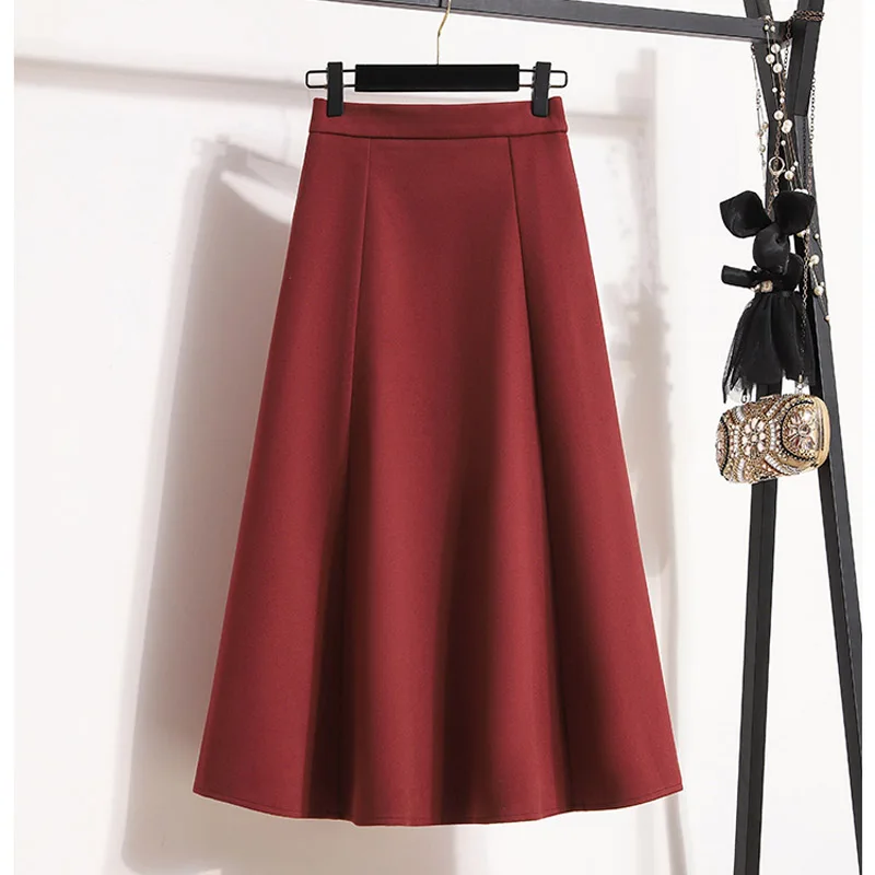 Women Autumn and Winter Thick Woolen Skirt 2026 Fashion High Waist Loose Warm Skirts Female Long A-line Umbrella Skirt U551