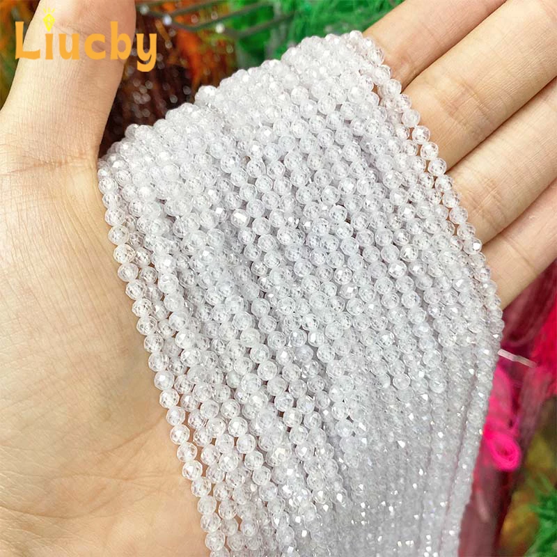Weiße Zirkon-Miniperlen für Schmuckherstellung, DIY-Geschenk für Frauen, Armband-Zubehör, Andenken, Bastelzubehör, 15 Fuß Strang, 2/3MM – Detail 5