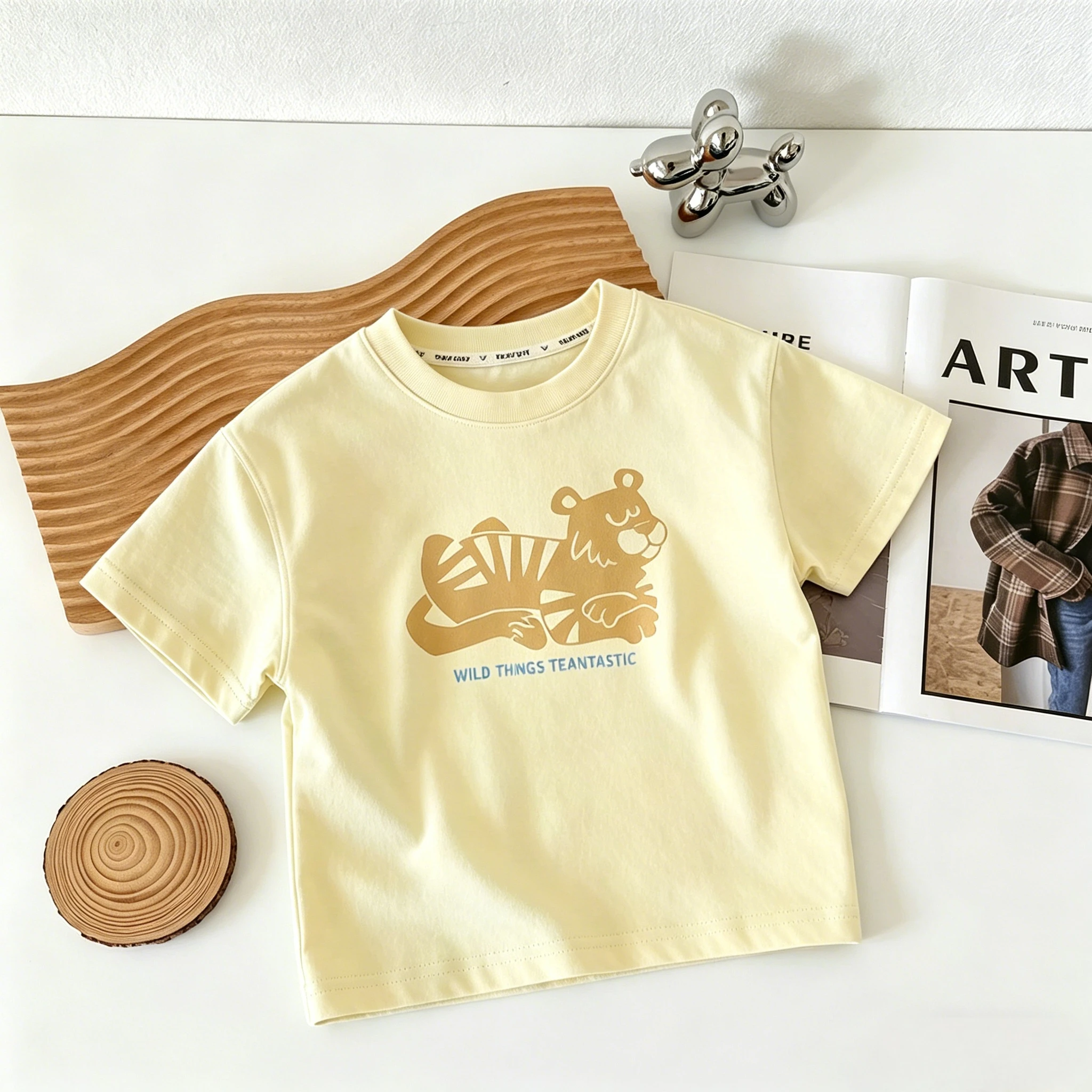Kids Cartoon Animal Print Short Sleeve T Shirt Summer Casual Cotton Tee Unisex Loose Tee Baby Kid Daily Wear Popular Clothing