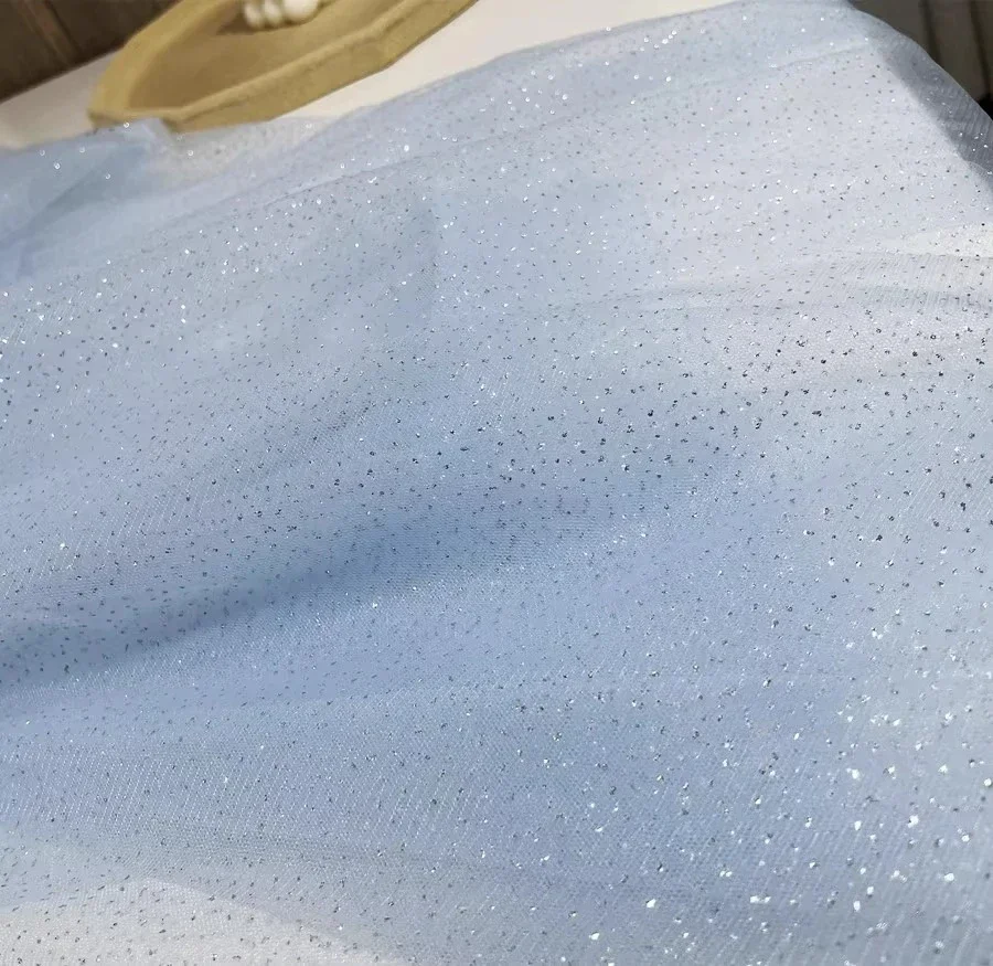 

Светло-голубой горячее тиснение, блестящая юбка, сетка, прозрачный DIY фон, украшение, шитье, ткань для платья