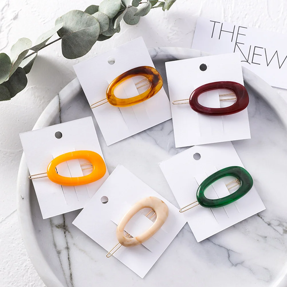 

5pcs Oval Hair Clips Short Barrettes Hair Accessories for Ladies and Girls (Random Color) oval hairpin